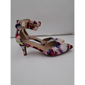 Dream Pairs Floral pointed toe Low Heel Buckle Ankle Strap Dress Pump Shoes 8.5